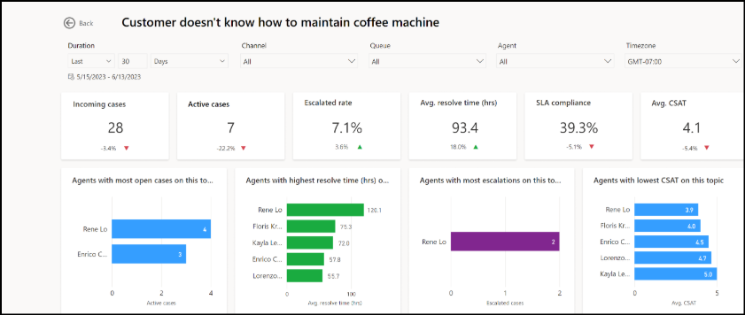 Case topics drill down view.