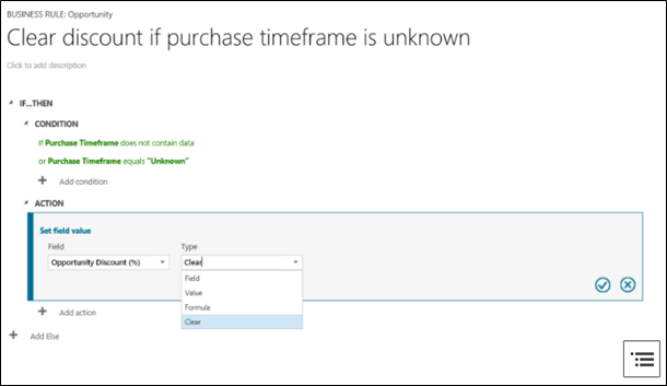 Business rule that clears a field value