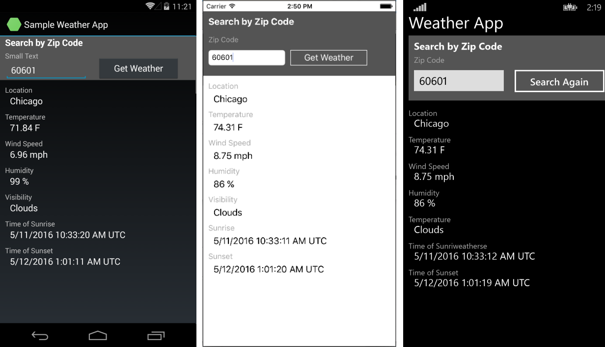 Cross-Plat Xamarin Build 1 Xamarin app on Android and Windows Phone