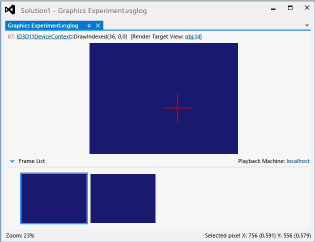 gfx_diag_demo_graphics_log_orientation A graphics log containing two captured frames.