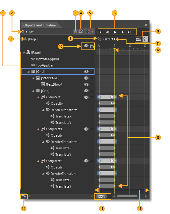 b5_object_timeline_animation Object and Timeline panel in animation mode