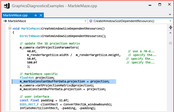 The marble projection is set before initialization