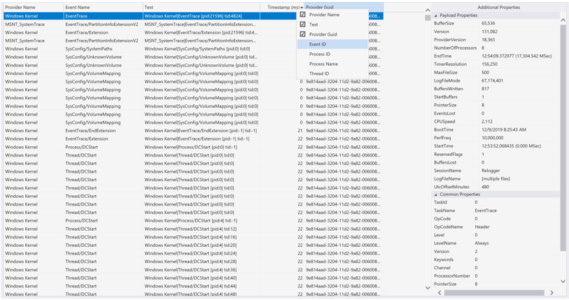 Adding columns to the event viewer Adding columns to the event viewer