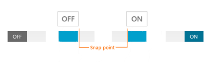 Snap points of a Toggle control
