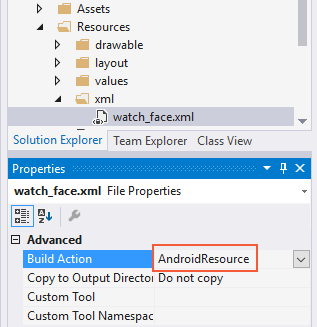Set build action to AndroidResource Build Action