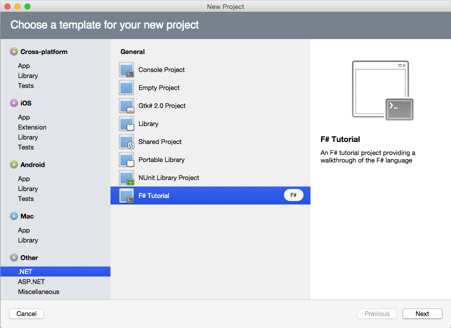 Navigate to Other / .NET / F# Tutorial