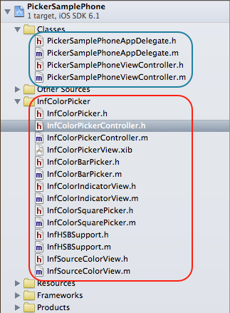 The project structure in the Xcode Navigator