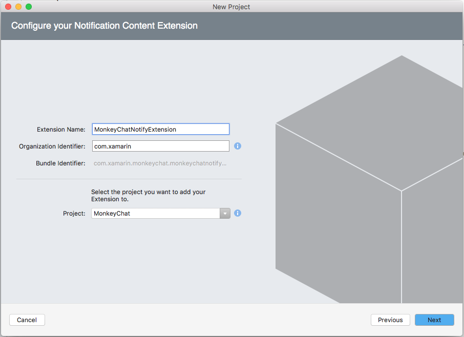 Enter a Name for the extension