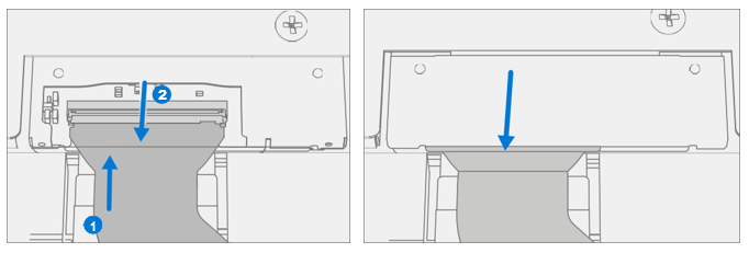Diagram that shows display FPC connected and new shield snapped over all edges.