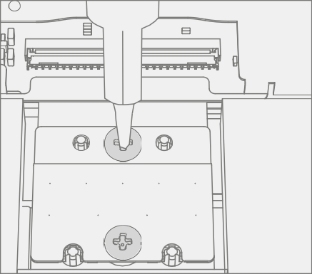 Diagram that shows battery bracket reinstalled with two new screws tightened.