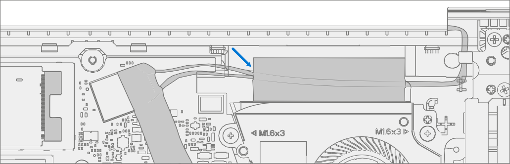 Screenshot that shows routing and securing antenna cables to the D-Bucket with tape.