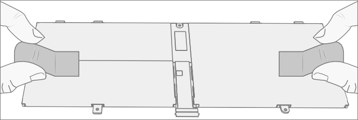 Screenshot that shows the new battery placed into position before screw installation.