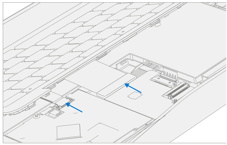 Screenshot that shows a spudger disconnecting the C-Cover FPC connectors from the PCBA.