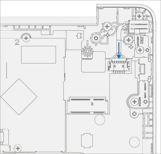 Screenshot that shows reconnecting the DC power cable to the PCBA after port and bracket installation.
