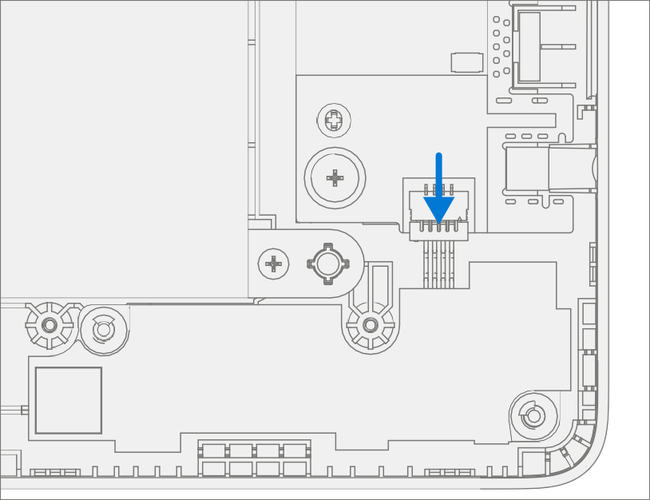 Screenshot that shows disconnecting the speaker cable from the PCBA before speaker lift.