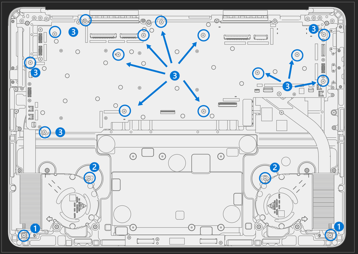 Diagram showing sample screws of varying lengths and a warning to install correct screws to avoid future loosening