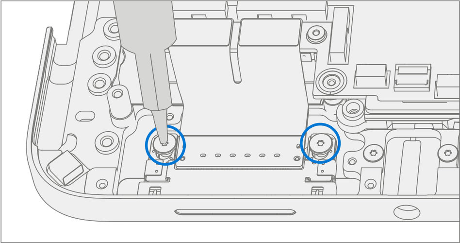 An illustration showing the installation of 2 new Surflink port screws using a 3IP Torx-Plus driver with specific torque instructions
