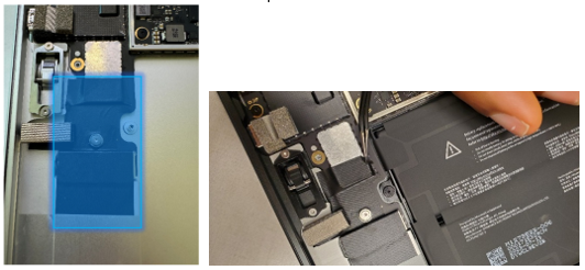 Screenshot that shows RF foam and tape area to be lifted with tweezers