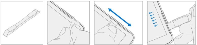 Screenshot that shows using a plastic opening pick to loosen and remove a speaker mesh from the edge gap.