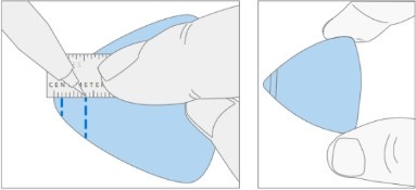 Screenshot that shows a marked plastic pick with 2 mm and 8-mm depth indicators drawn using a metric ruler.