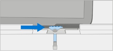 Screenshot that shows pushing the device along the debonding tool track to cut adhesive on the right edge.