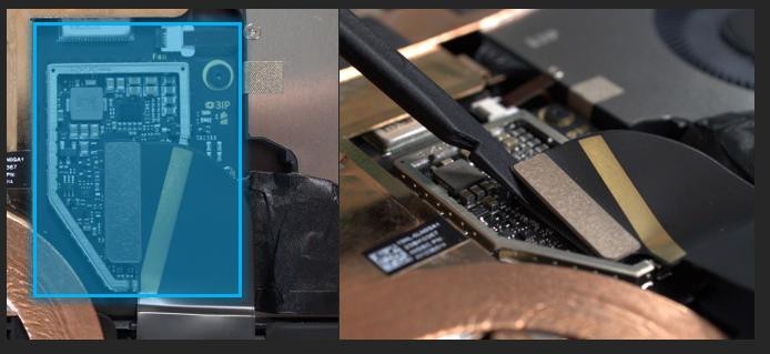 Screenshot that shows peeling the display FPC connector using a Nylon spudger for disconnection.
