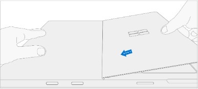 Screenshot that shows rotating the kickstand slightly to catch the outer lip of each hinge before pushing inward.