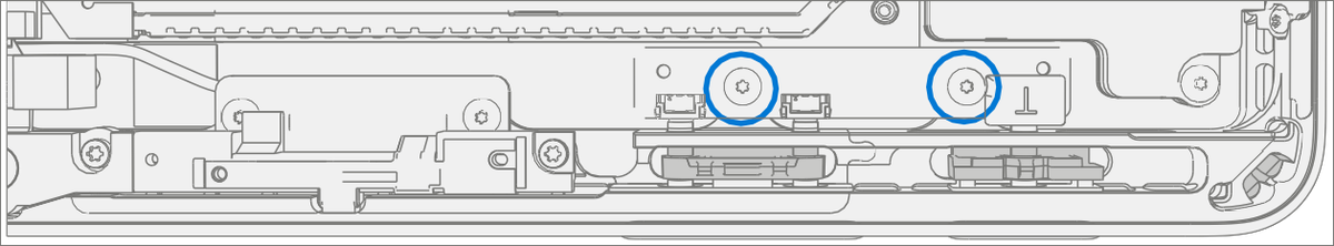 Screenshot that shows removing the button PCB screws and lifting the PCB out of the chassis during chassis removal.