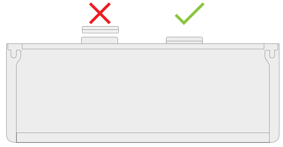 Diagram of removed kickstand foam tabs laid out for inspection of completeness and tearing.