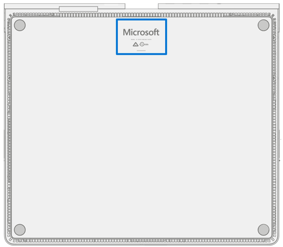 Screenshot that shows the underside of the device with the cosmetic plate where the serial number is located.