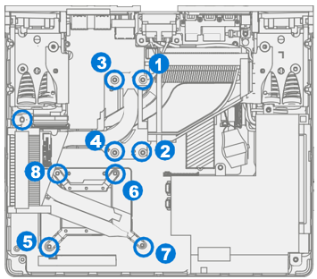 Screenshot that shows positioning and tightening captive screws when installing the thermal module.
