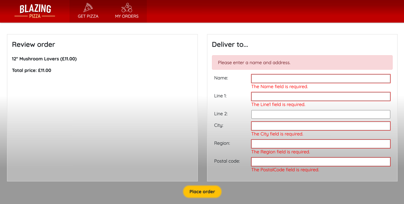 Screenshot of the overall error message being shown.