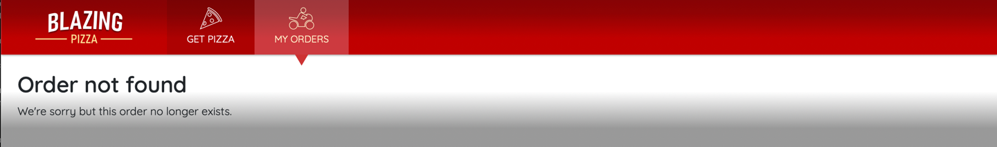 Screenshot showing Order not found message.