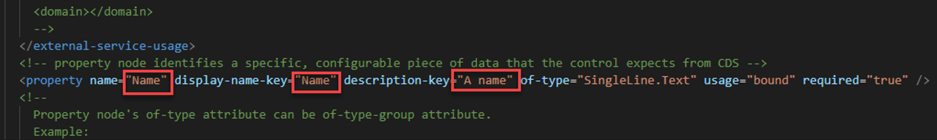 Screenshot showing the changes made to the property node.