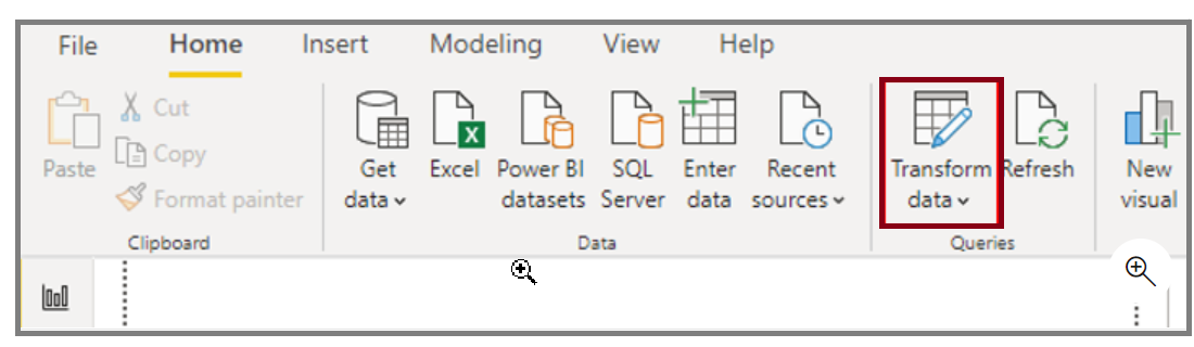 Open power query editor