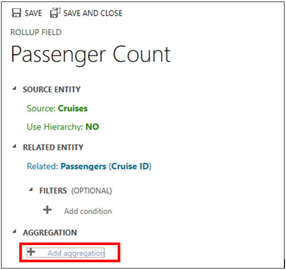 Screenshot of the + Add Aggregation button.