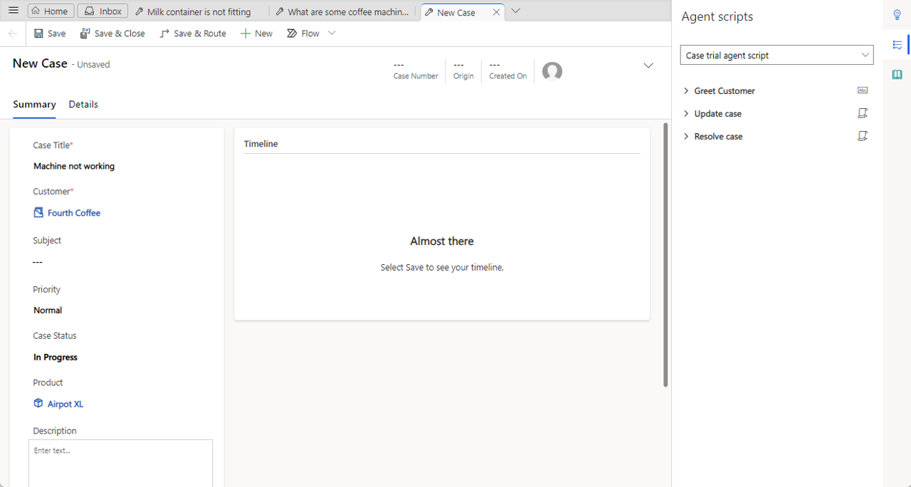Screenshot showing the New Case page used to enter cases.