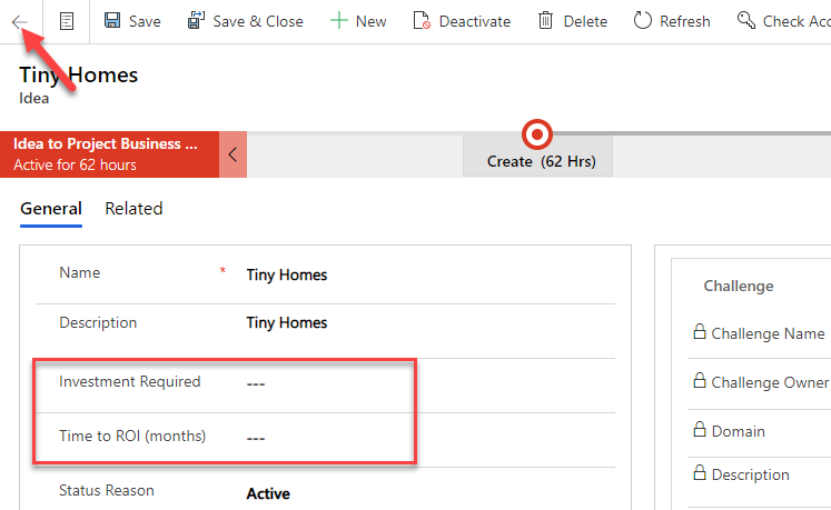 Screenshot of the back button in the upper left.