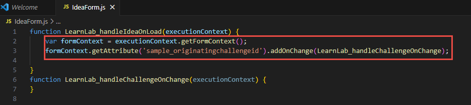 Screenshot of the onload function.