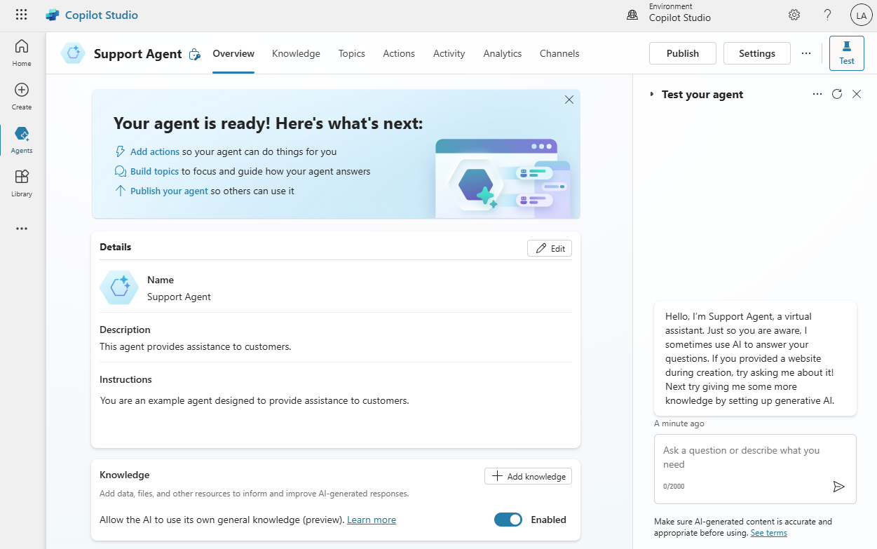 Screenshot of the customer support user interface.