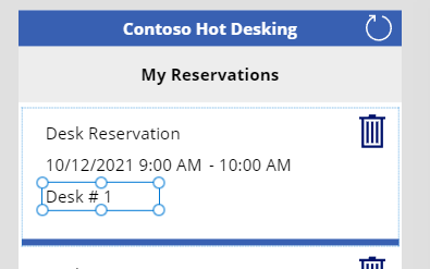 Screenshot of the label control for resizing and repositioning.