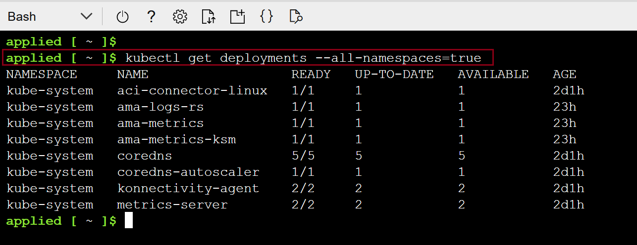 Screenshot for the list of deployments.