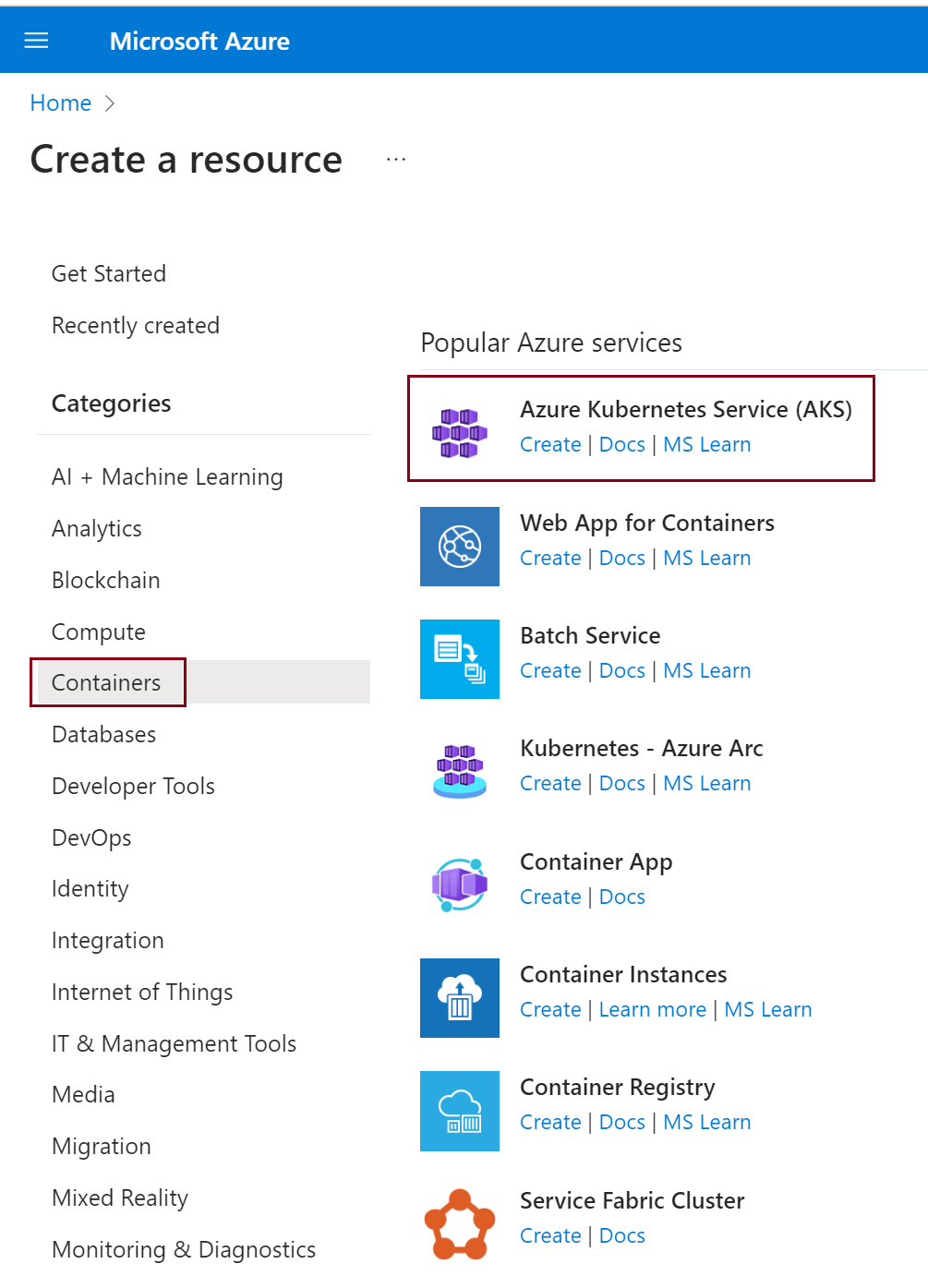 Screenshot for how to create a resource.