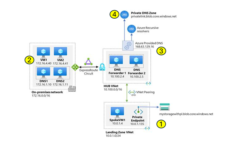 Diagram of high-level workflow of enterprise environments with central DNS resolution.