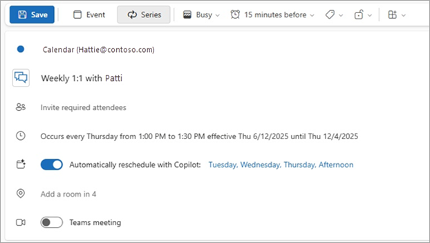Screenshot of a managed event pane.