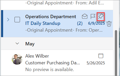 Screenshot of the pin icon highlighted.