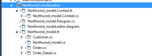 Screenshot that shows Solution Explorer Entity Framework model files.