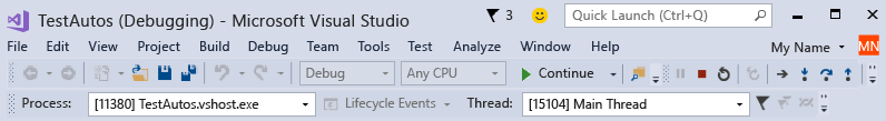 Debug Location toolbar Screenshot of Debug Location toolbar.