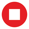 0405-47_Stop Stop icon - Solid red circle with a white square in the center.