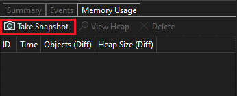 Diagnostic Tools Take Snapshots Take a snapshot in the Diagnostic Tools